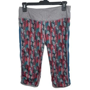 Fabletics Pattern Cropped Leggings Gray Red Blue Size Small